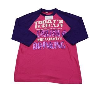 Laviva Shirt Mens M Pink Quarter Raglan Sleeve Crew Neck Graphic Print T Shirt